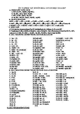 Đề ôn tập học kỳ 2 môn Hóa học 10 - Năm học 2016-2017